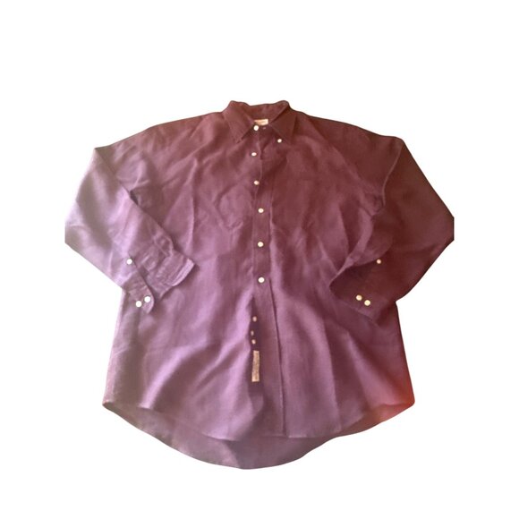 Brooks Brothers Pure Irish Linen Button-Up Shirt M Maroon Long-Sleeve Hong Kong - Picture 1 of 3